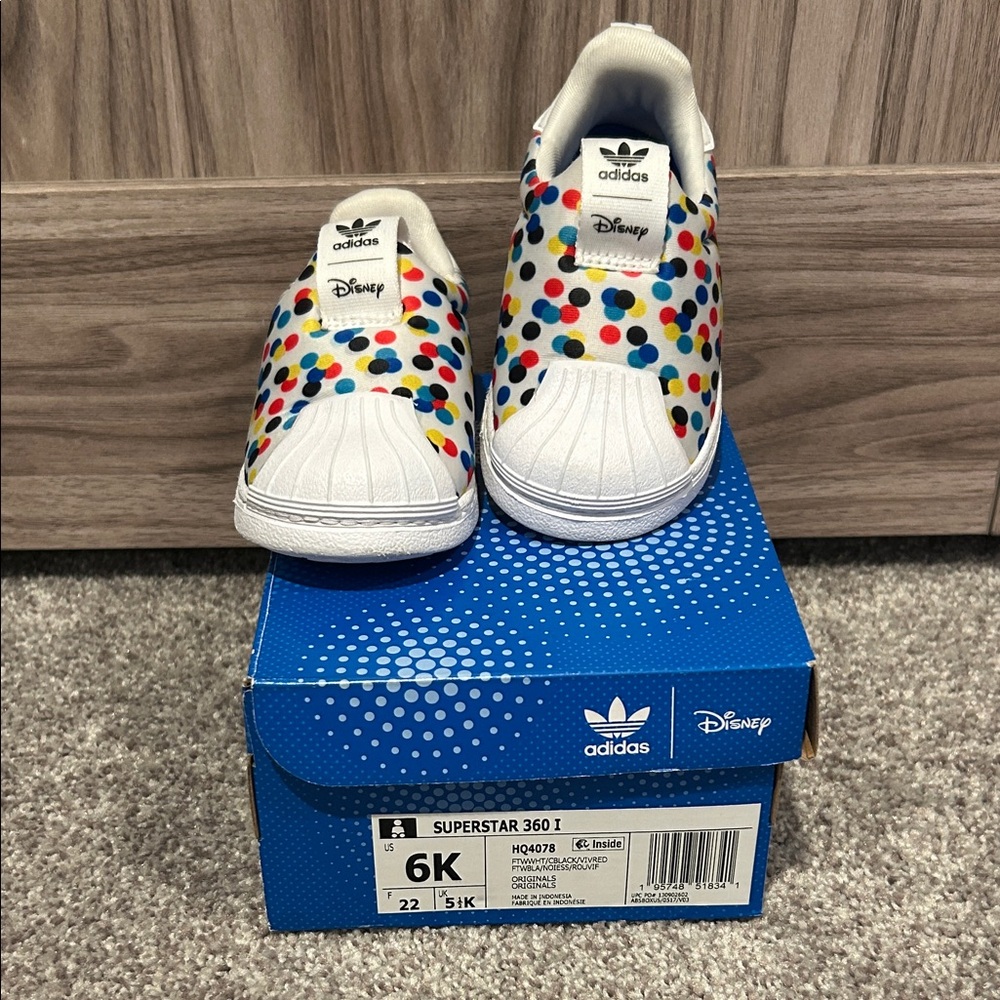 Adidas Disney Kids' Superstar Multicolor Polka Dot Sneakers